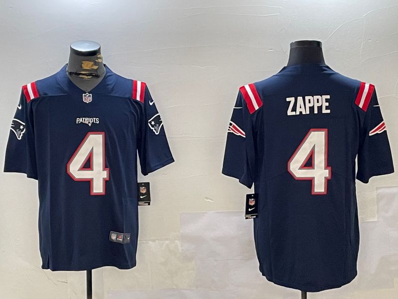 Men New England Patriots #4 Zappe Blue Second generation 2024 Nike Limited NFL Jersey style 1->new york jets->NFL Jersey